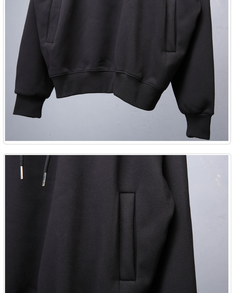 Streetwear High-Neck Fleece Hoodie