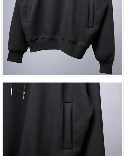 Streetwear High-Neck Fleece Hoodie