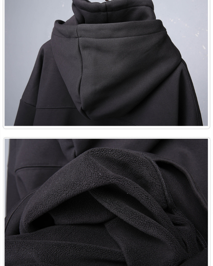 Streetwear High-Neck Fleece Hoodie