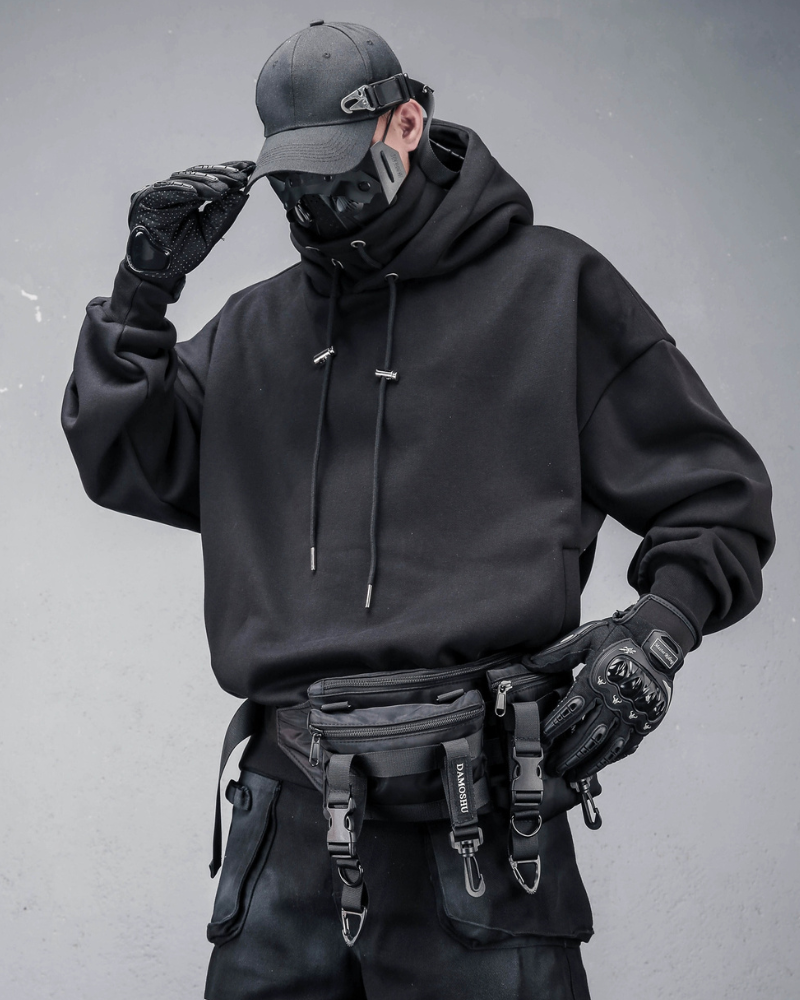 Streetwear High-Neck Fleece Hoodie