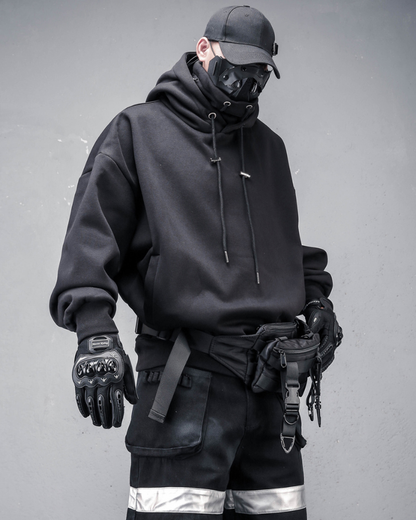 Streetwear High-Neck Fleece Hoodie