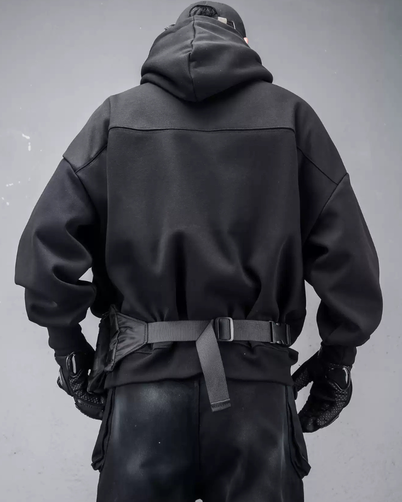 Streetwear High-Neck Fleece Hoodie