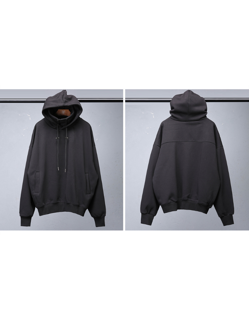 Streetwear High-Neck Fleece Hoodie