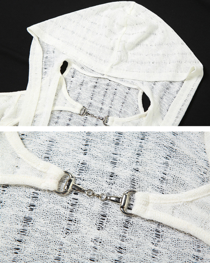 Streetwear Opium Style Hood Blouse Crop Top