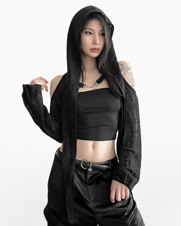 Streetwear Hood Blouse Crop Top