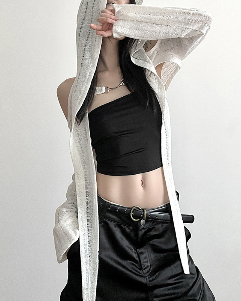 Streetwear Opium Style Hood Blouse Crop Top