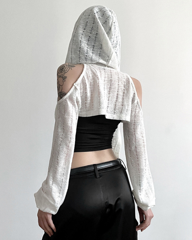 Streetwear Opium Style Hood Blouse Crop Top