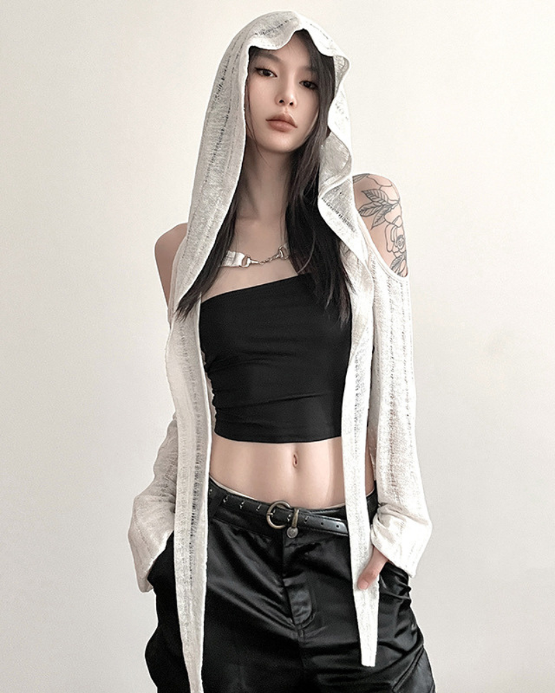 Streetwear Opium Style Hood Blouse Crop Top