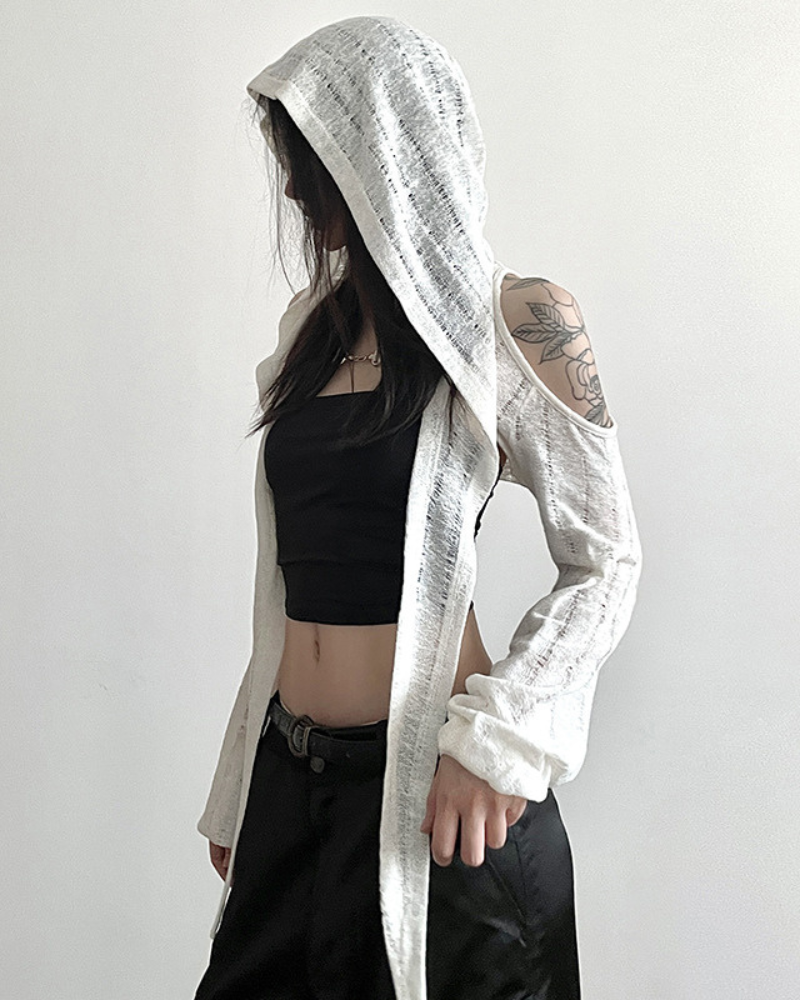 Streetwear Opium Style Hood Blouse Crop Top