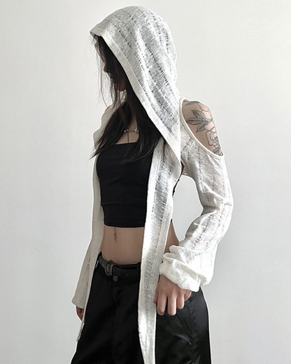 Streetwear Opium Style Hood Blouse Crop Top