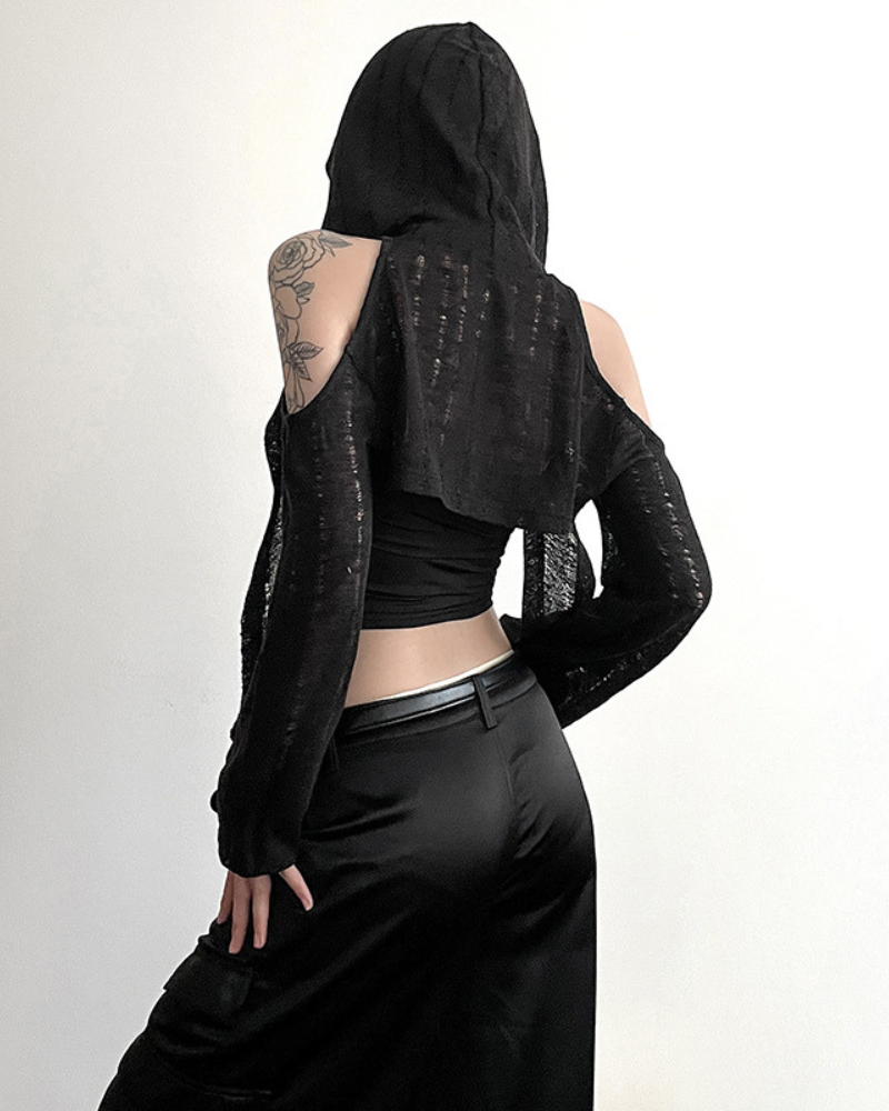 Streetwear Opium Style Hood Blouse Crop Top