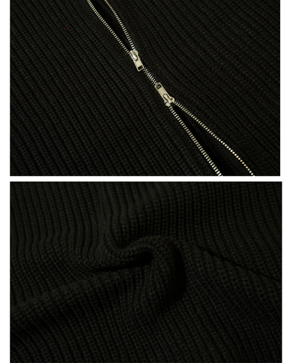 Streetwear Knitted Zip Up Turtleneck Sweater
