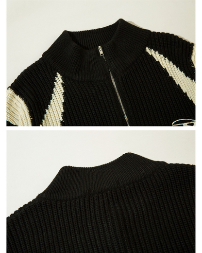 Streetwear Knitted Zip Up Turtleneck Sweater
