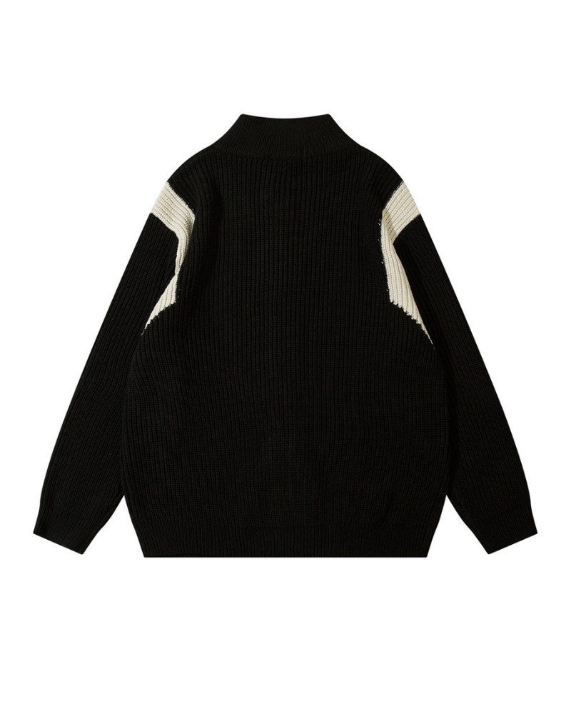 Streetwear Knitted Zip Up Turtleneck Sweater