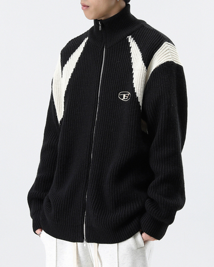 Streetwear Knitted Zip Up Turtleneck Sweater