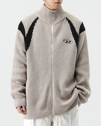Streetwear Knitted Zip Up Turtleneck Sweater