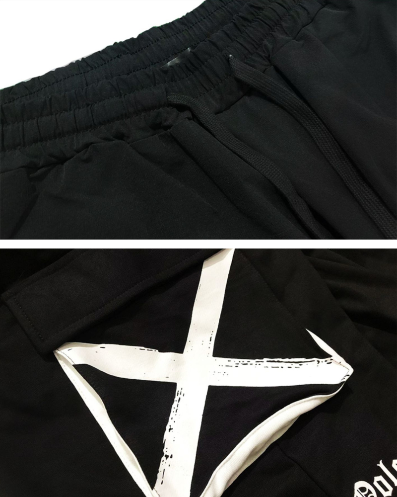 Streetwear Letter Ribbon Plus Size Cargo Pants