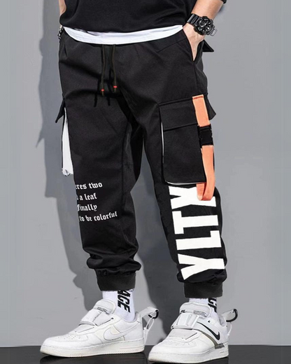 Streetwear Letter Ribbon Plus Size Cargo Pants