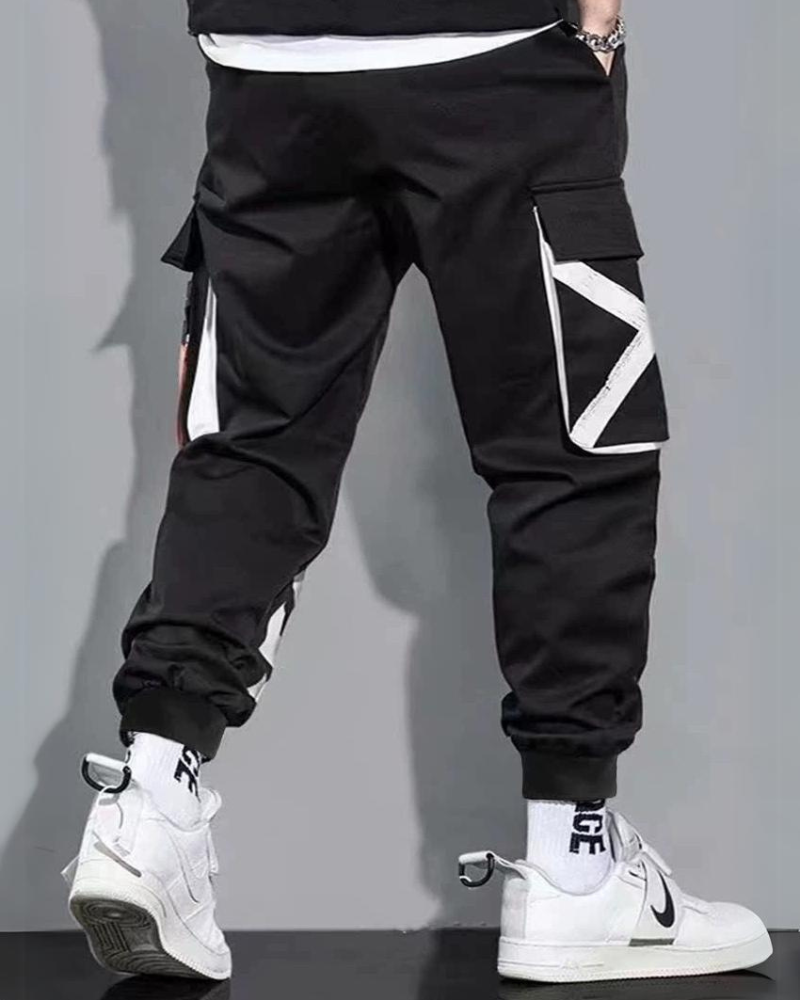 Streetwear Letter Ribbon Plus Size Cargo Pants