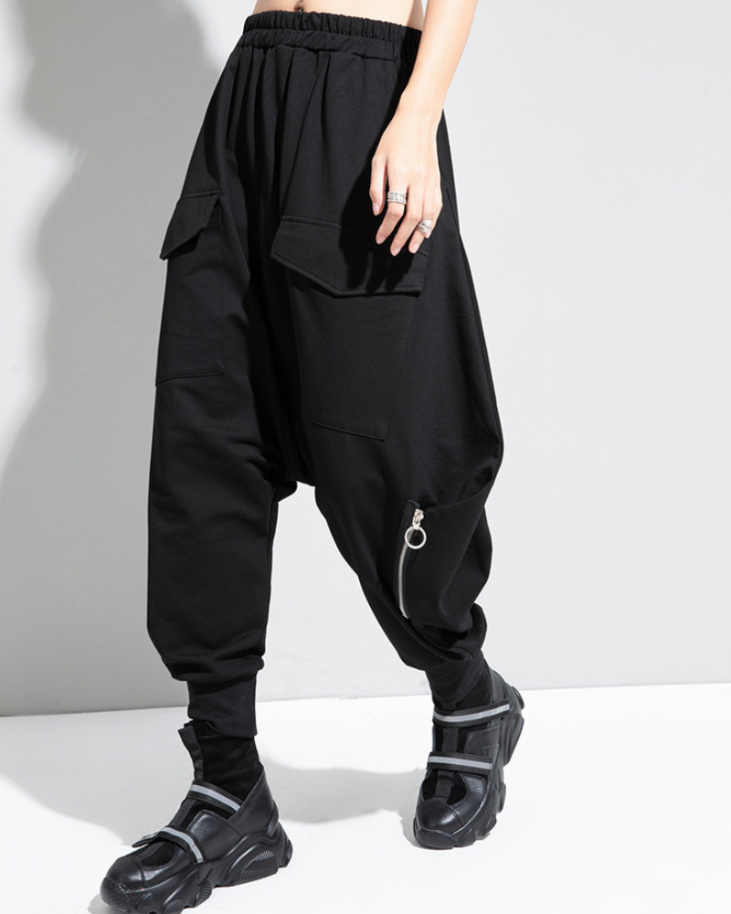 Streetwear Loose Thickened Hakama Pants