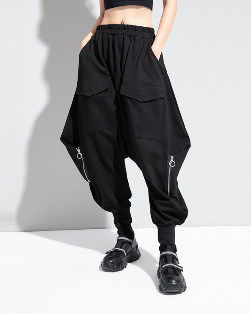 Streetwear Loose Thickened Hakama Pants