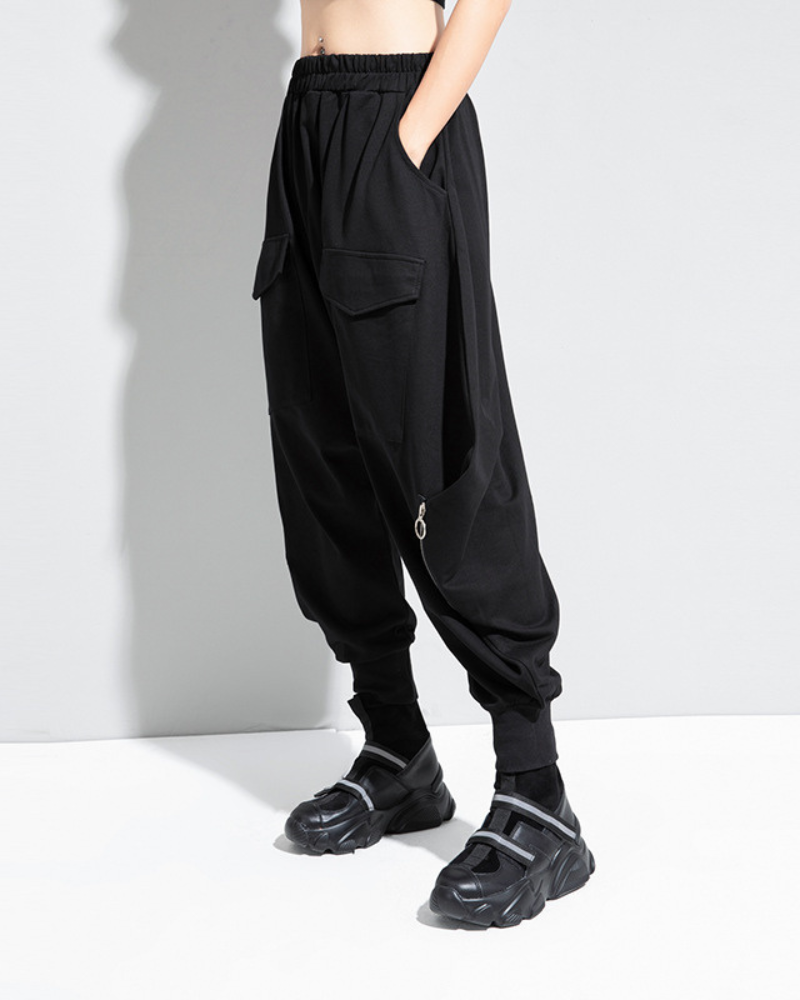 Streetwear Loose Thickened Hakama Pants