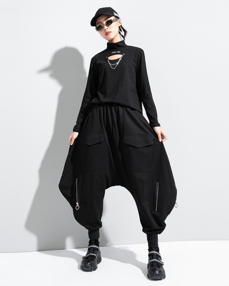 Streetwear Loose Thickened Hakama Pants
