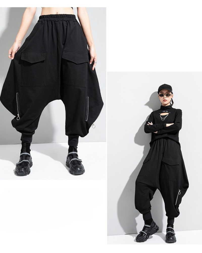 Streetwear Loose Thickened Hakama Pants