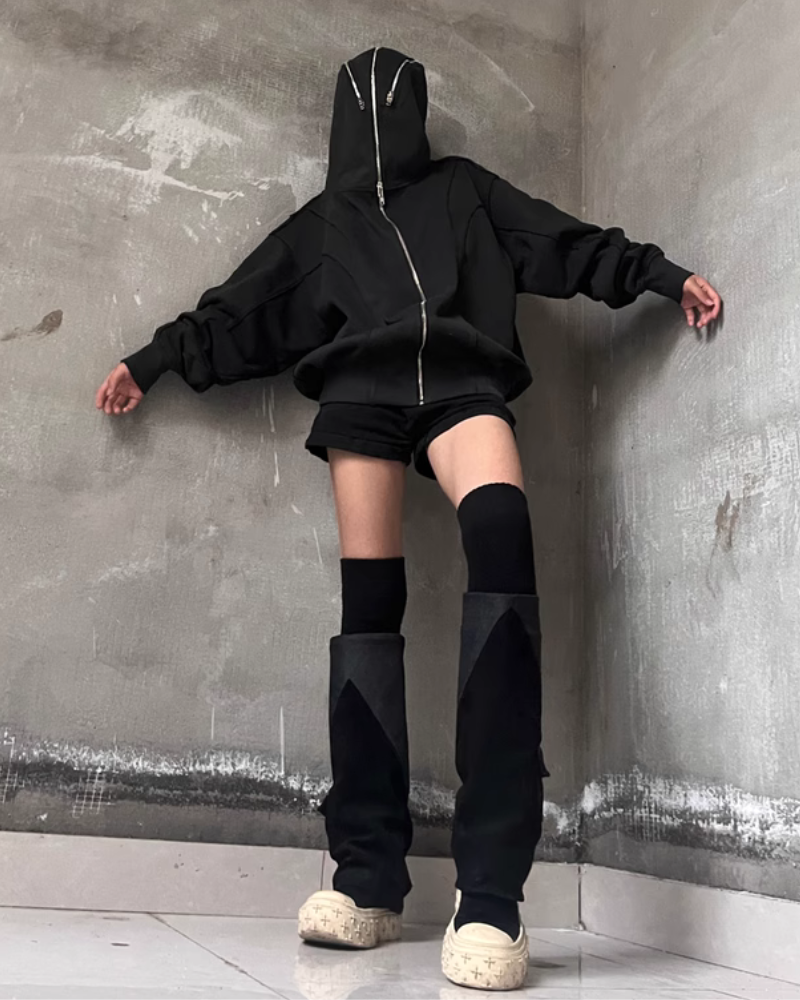 Streetwear Full Zip Mask Hoodie Jacket