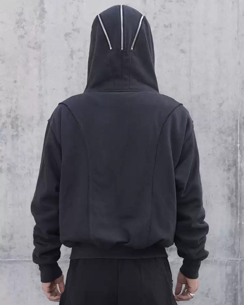 Streetwear Full Zip Mask Hoodie Jacket