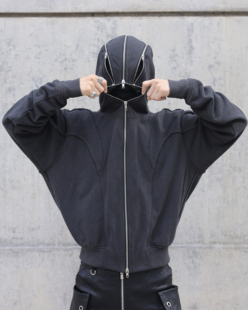 Street Full Zip Mask Y2K Hoodie Jacket