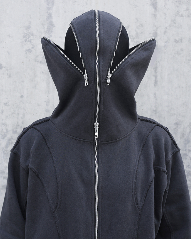 Streetwear Full Zip Mask Hoodie Jacket