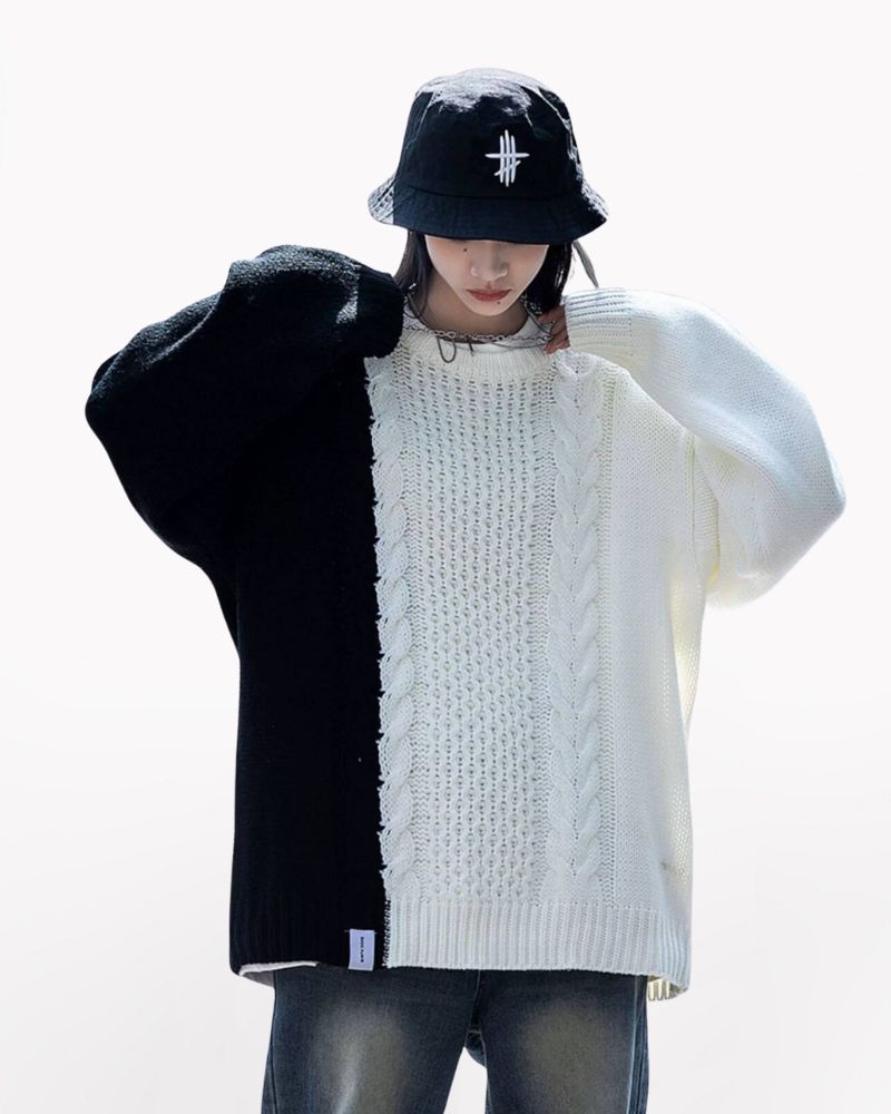 Streetwear Patchwork Color Block Sweater – Techwear Official