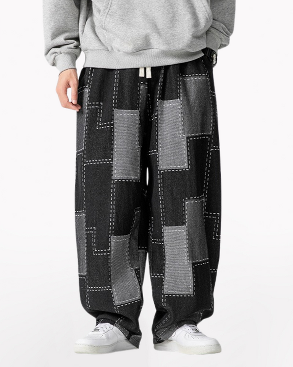 Streetwear Plaid Loose Hakama Pants