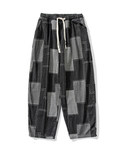 Streetwear Plaid Loose Hakama Pants