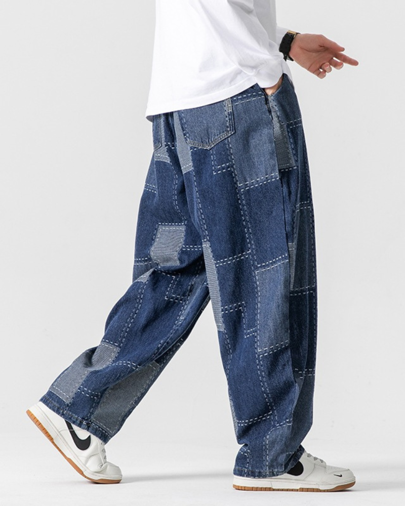 Streetwear Plaid Loose Hakama Pants