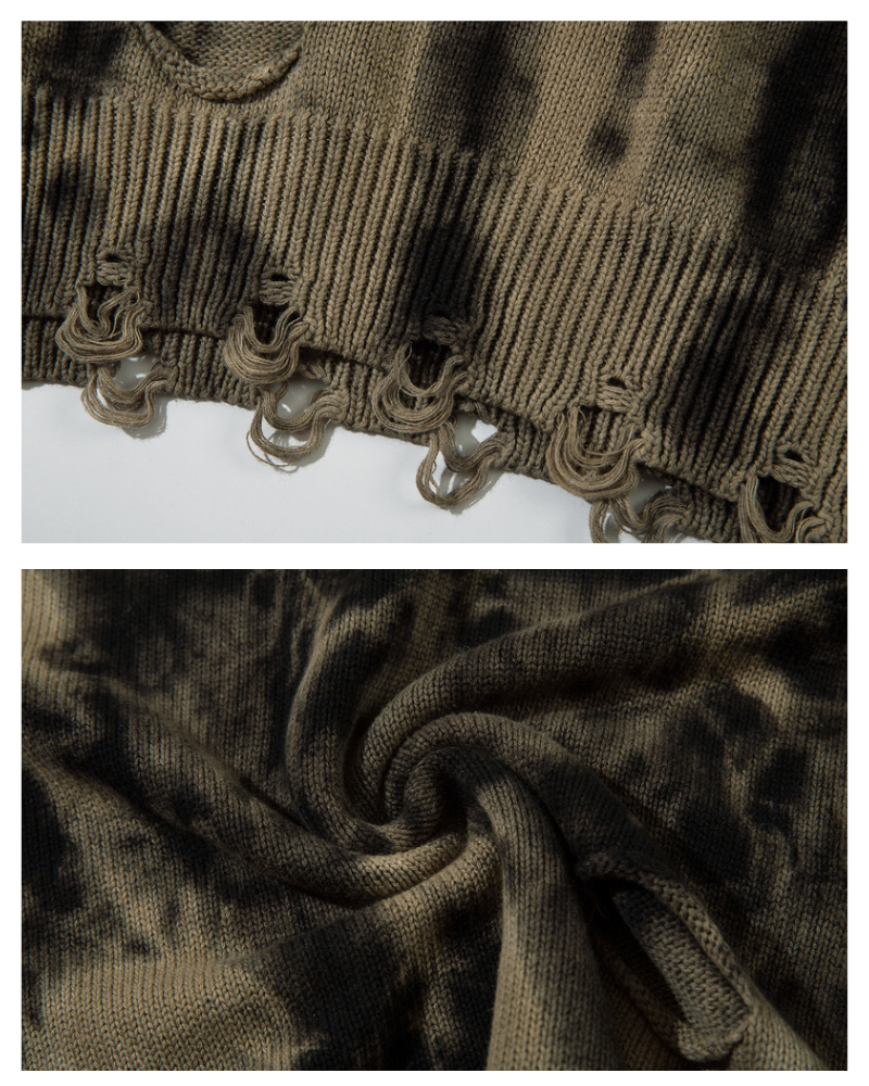 Streetwear Raw Edge Ripped Sweater