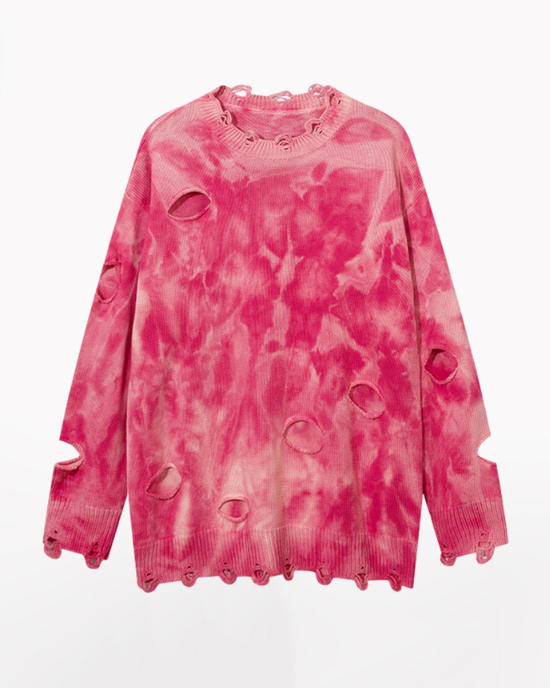 Streetwear Raw Edge Ripped Sweater