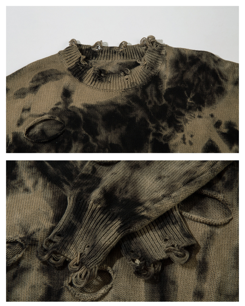 Streetwear Raw Edge Ripped Sweater