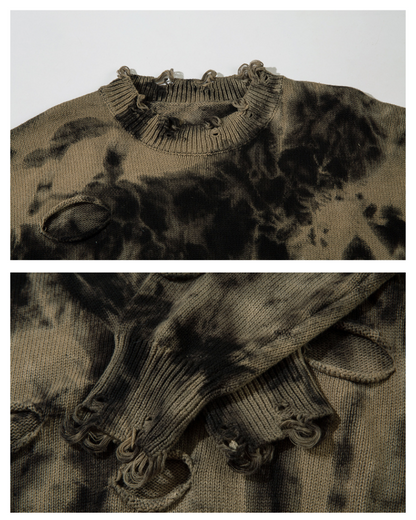 Streetwear Raw Edge Ripped Sweater