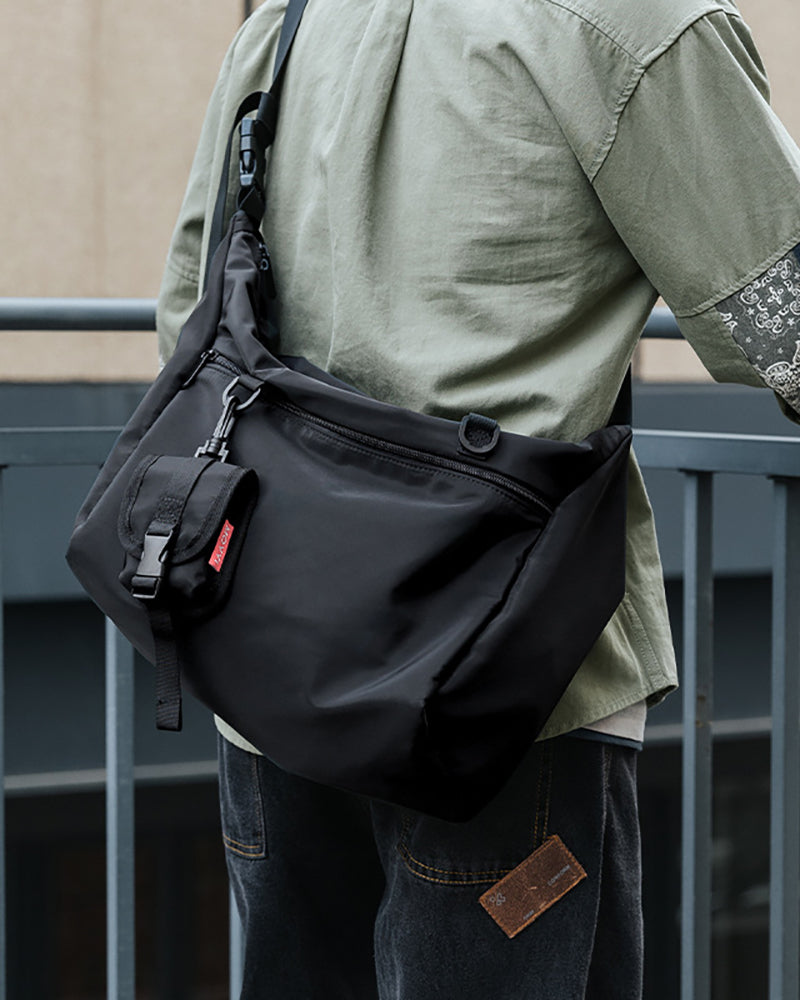 Black Cargo Sling Mens Bag Multi-pocket Techwear Crossbody 
