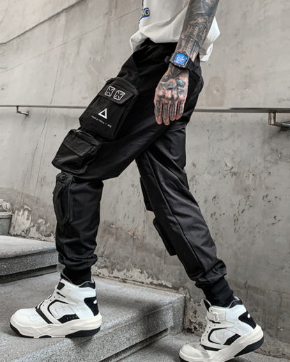 Streetwear Slim Fit Multi-Pocket Black Cargo Pants