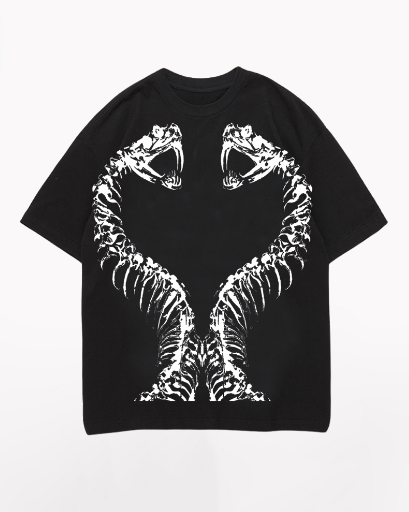 Streetwear Opium Style Snake Skull Cotton T-Shirt