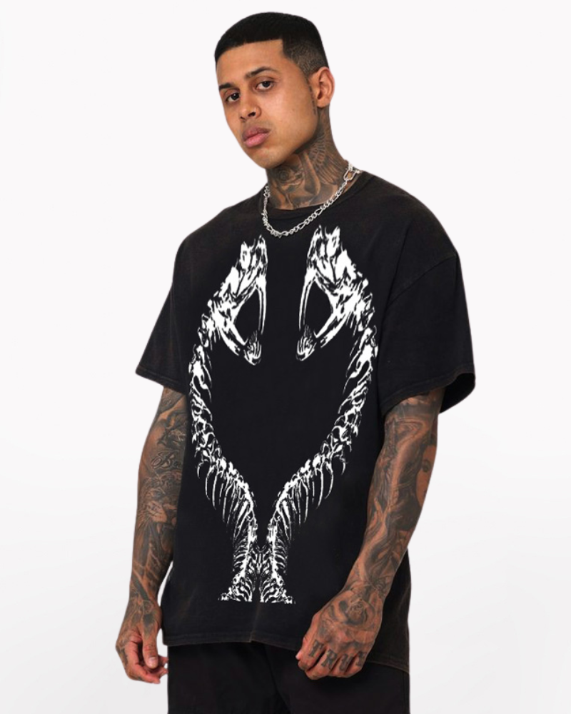 Streetwear Opium Style Snake Skull Cotton T-Shirt