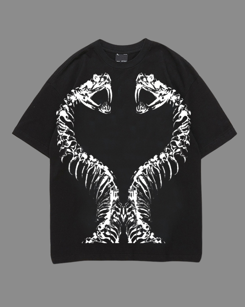 Streetwear Opium Style Snake Skull Cotton T-Shirt