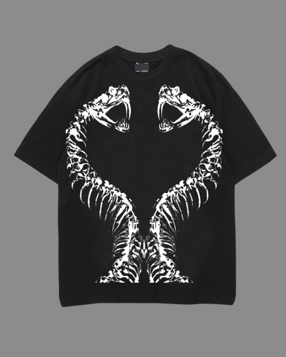 Streetwear Opium Style Snake Skull Cotton T-Shirt