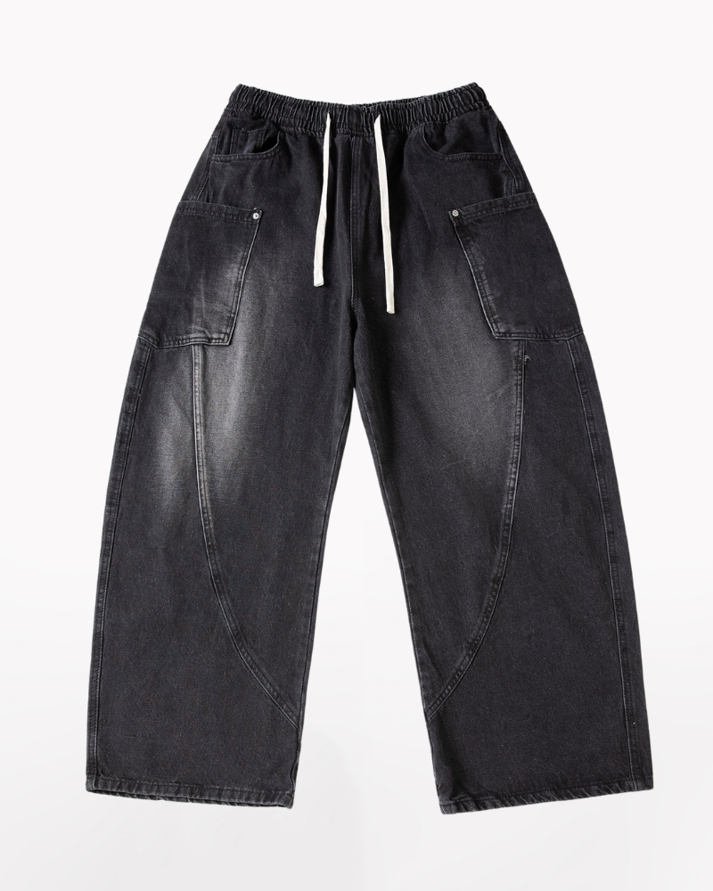 Streetwear Wash Paneled Straight Y2K Jeans