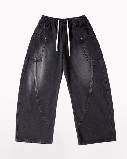 Streetwear Wash Paneled Straight Y2K Jeans