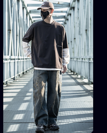 Streetwear Wash Paneled Straight Y2K Jeans