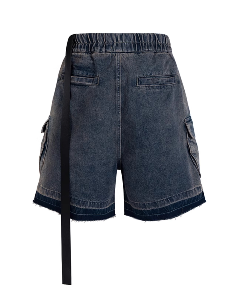 Streetwear Washed Raw Edge Cargo Baggy Jorts